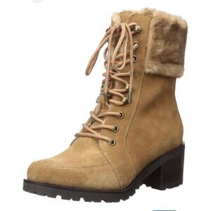 Aerosoles Suede Lace Up Fur Collar Boots